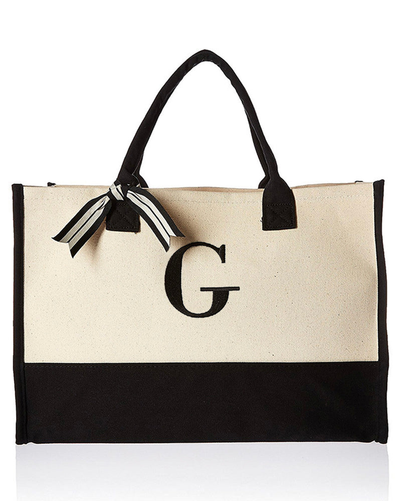 26 Letters Initial Canvas Tote Bag