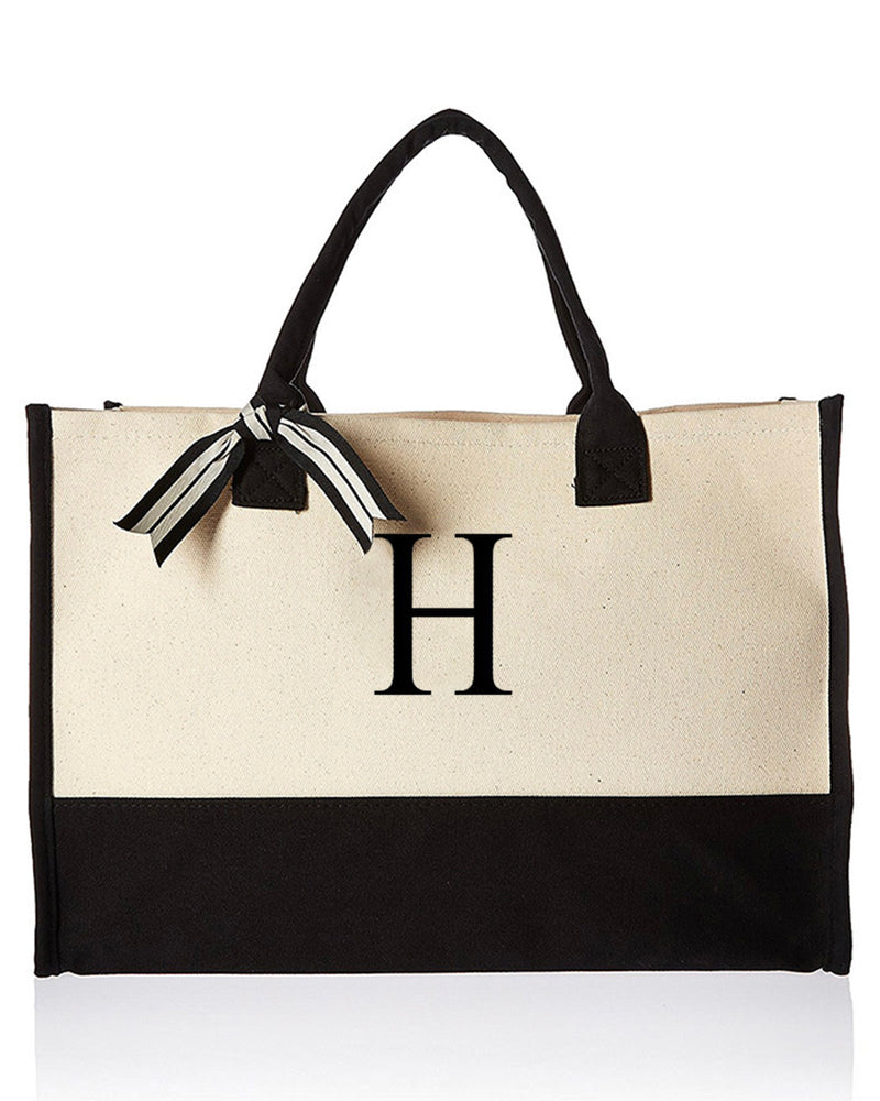 26 Letters Initial Canvas Tote Bag