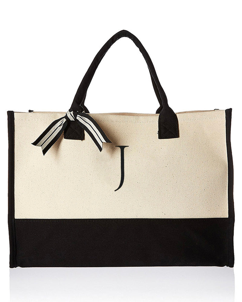 26 Letters Initial Canvas Tote Bag