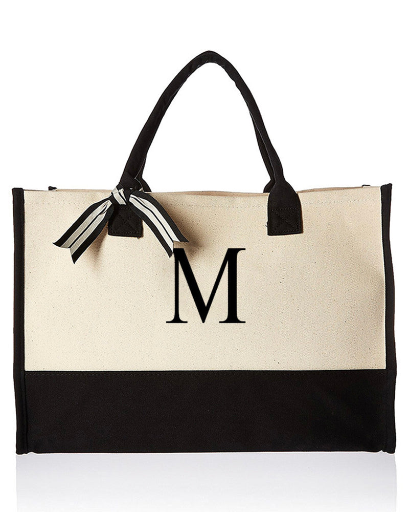 26 Letters Initial Canvas Tote Bag