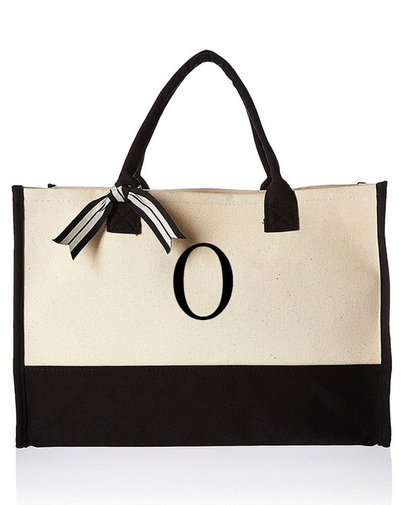 26 Letters Initial Canvas Tote Bag