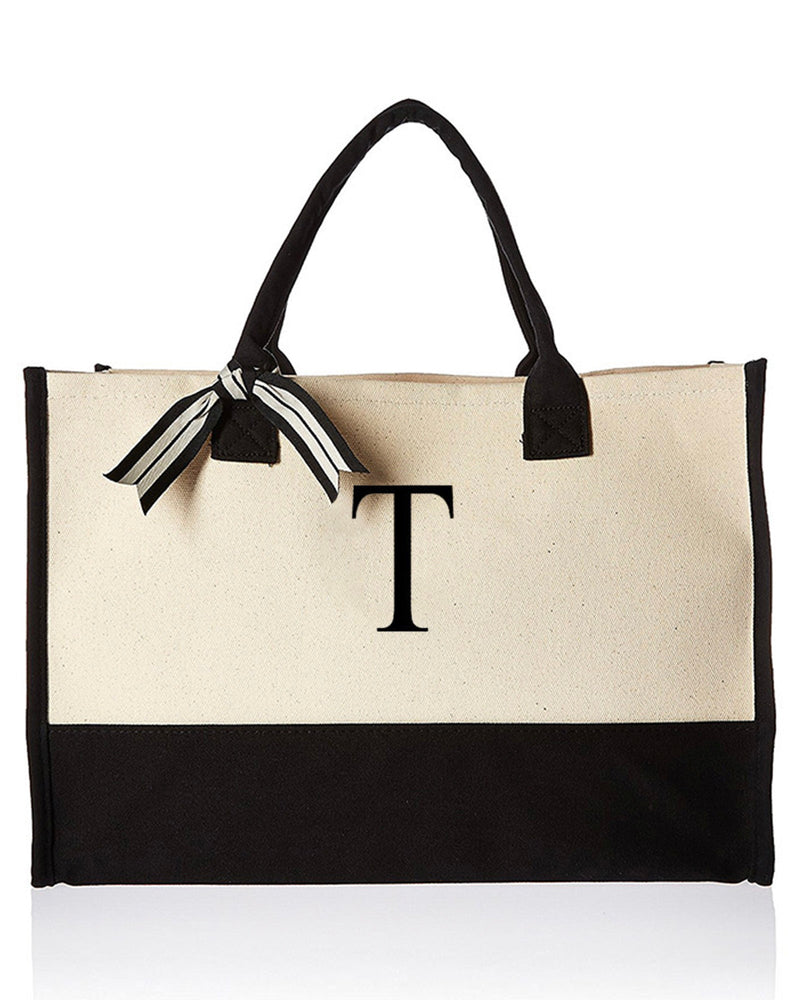 26 Letters Initial Canvas Tote Bag