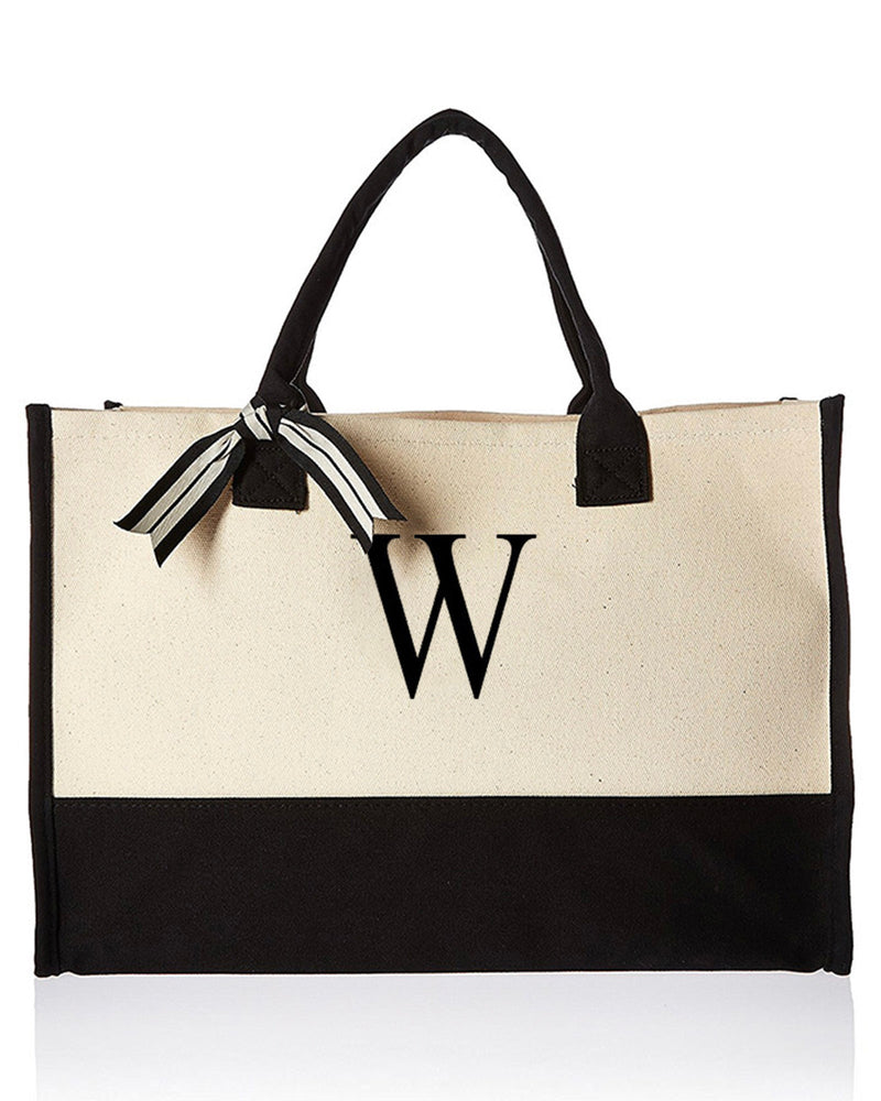 26 Letters Initial Canvas Tote Bag