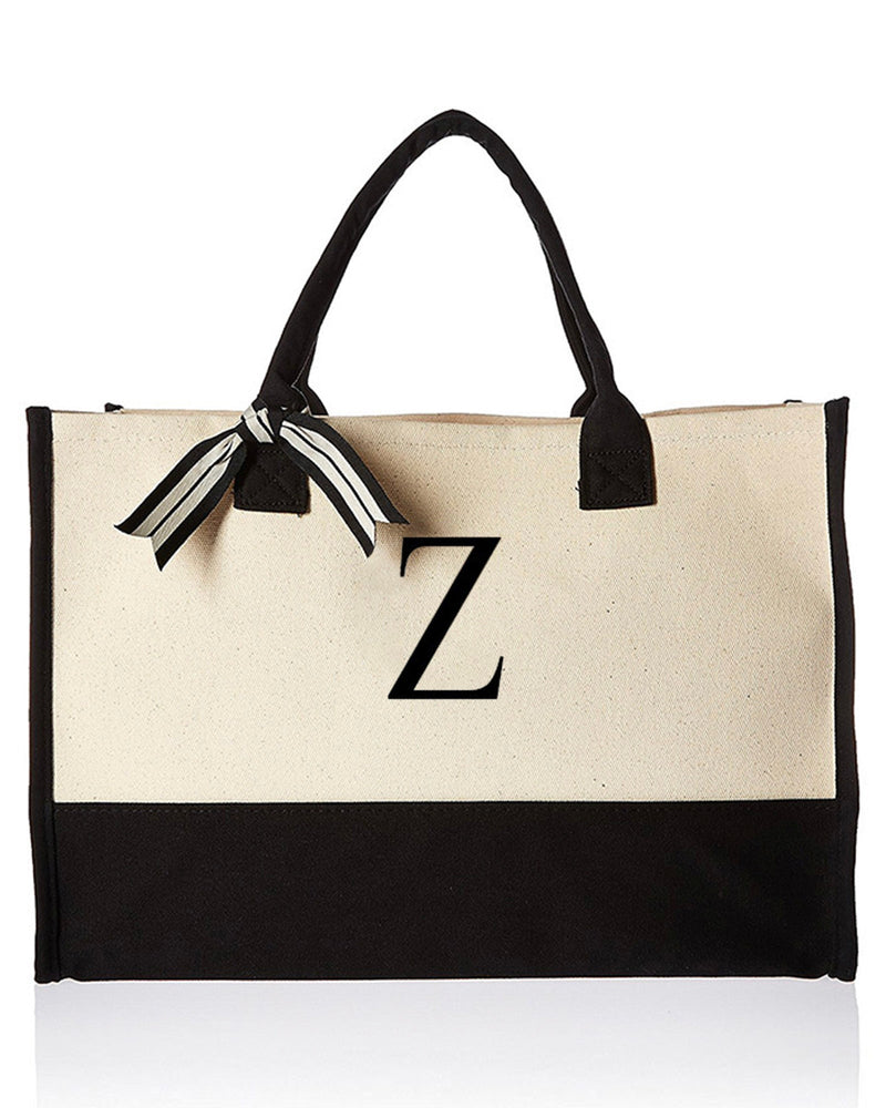 26 Letters Initial Canvas Tote Bag