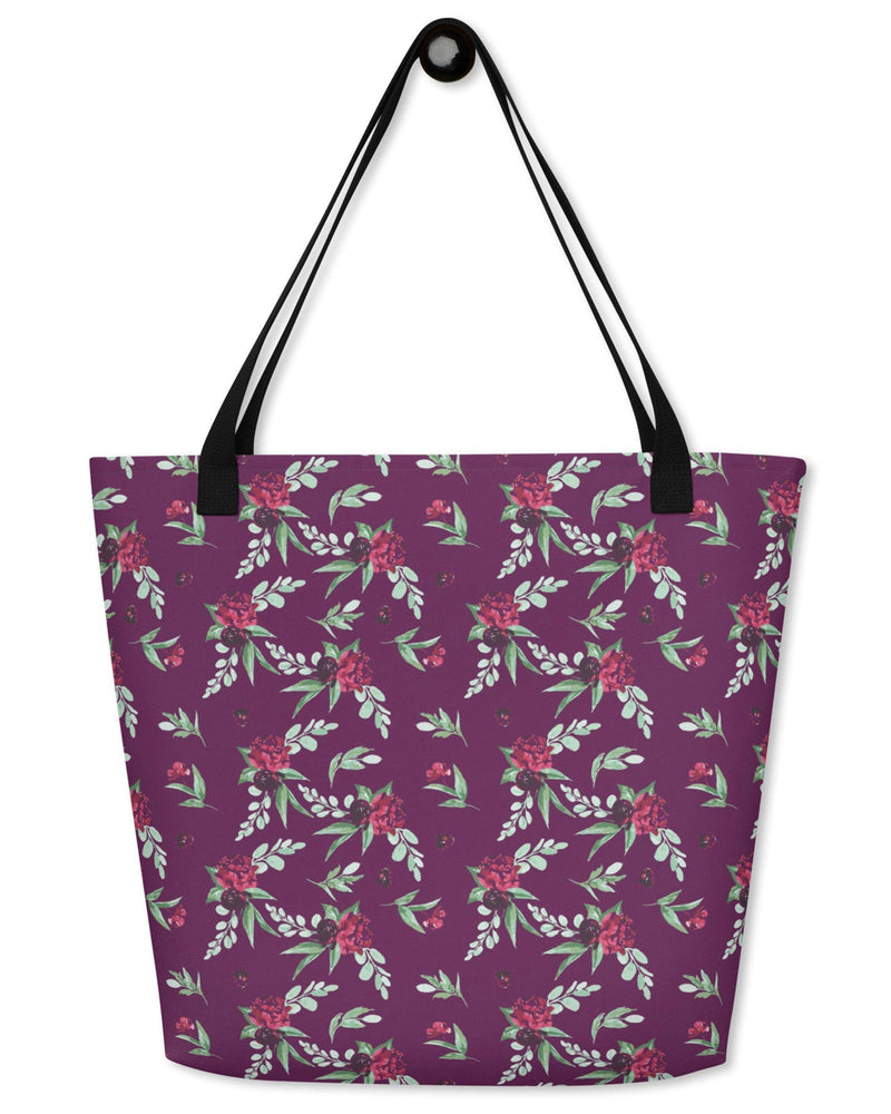 Cranberry Floral Open Tote Bag