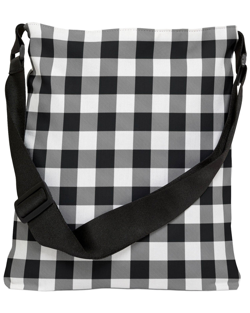 White Check Open Tote Crossbody