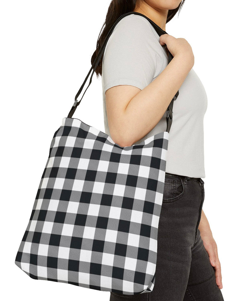 White Check Open Tote Crossbody