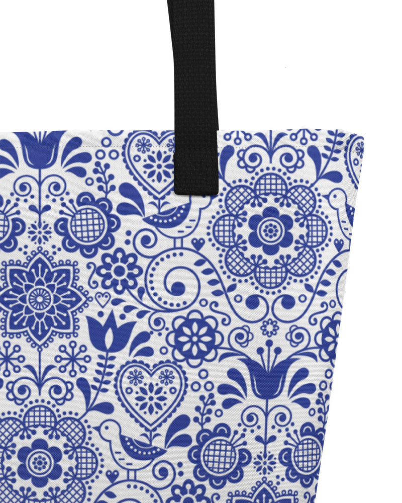 Folk Art Floral Open Tote Bag