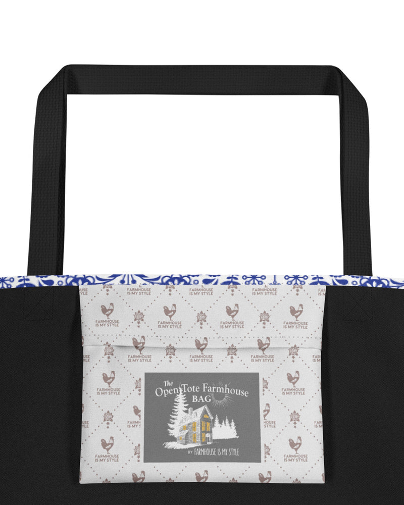 Folk Art Floral Open Tote Bag