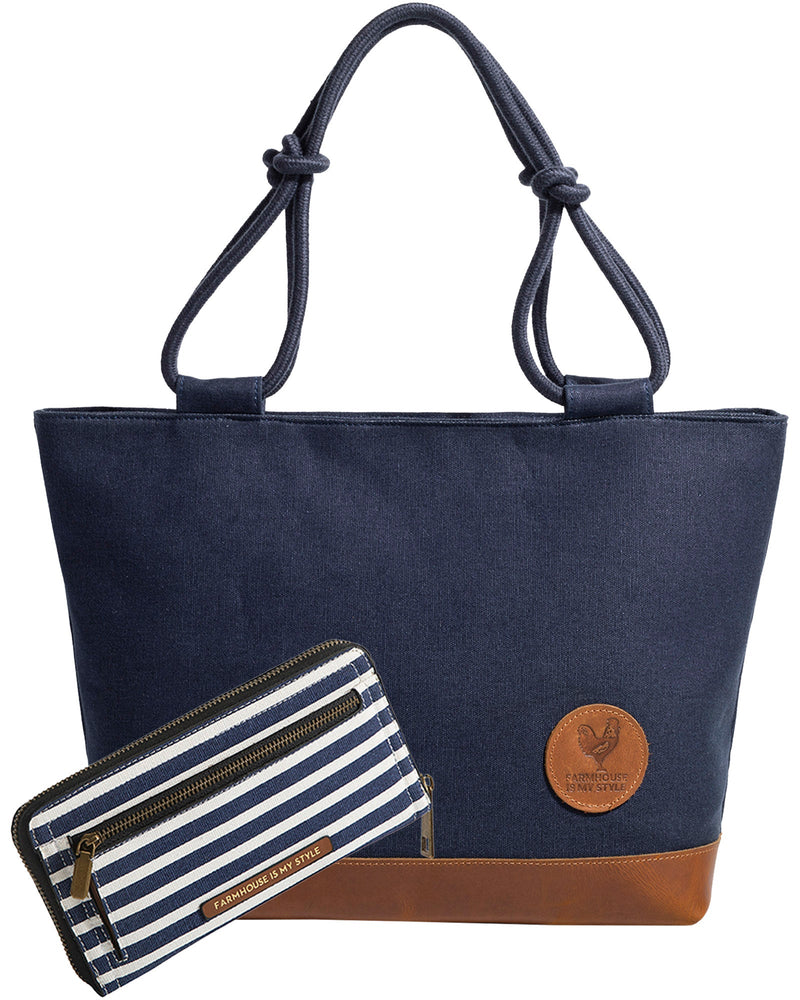 Midnight Clear Bag with Navy Stripe Wallet Bundle