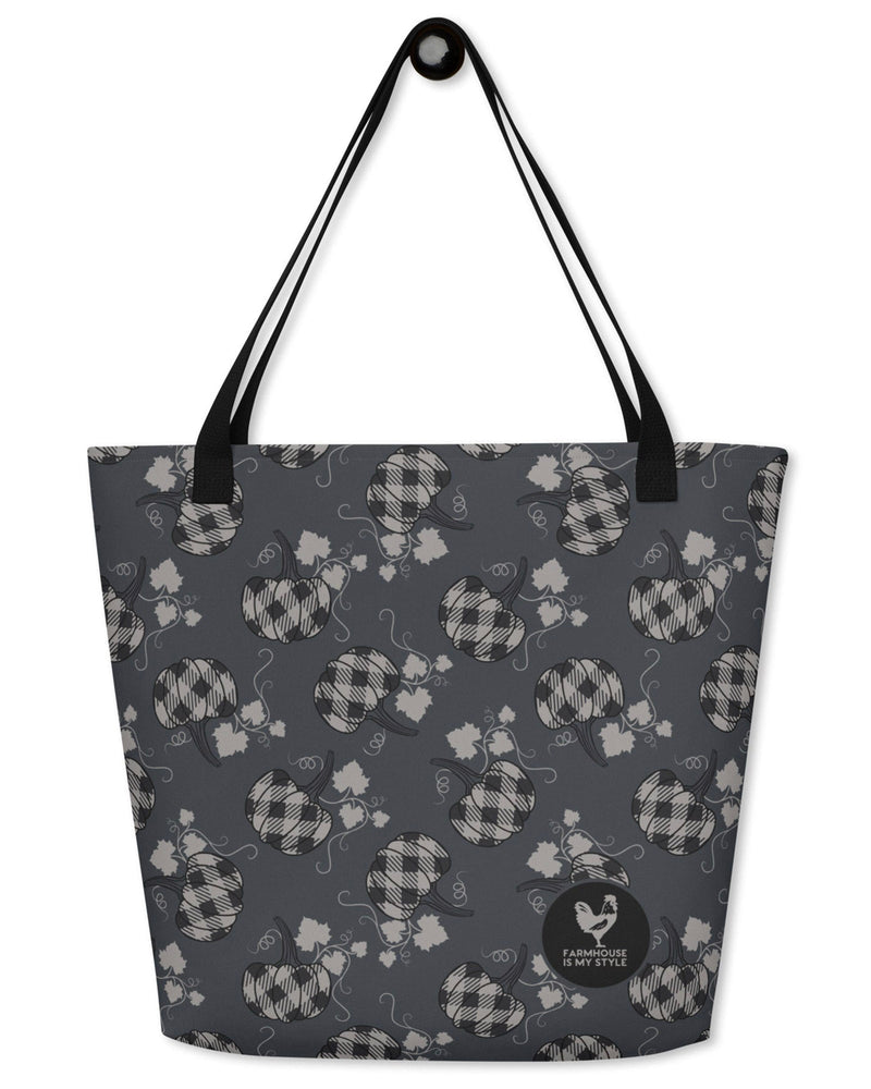 Pumpkin Check Open Tote Bag