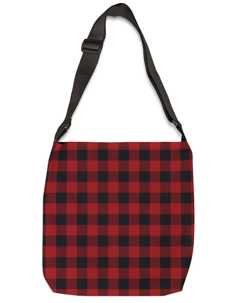 Red Check Open Tote Crossbody