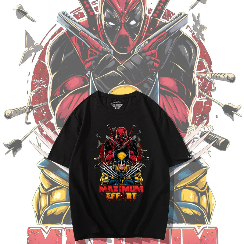 Marvel Deadpool 3 Short Sleeve Movie Periphery Wolverine Co Branded T-Shirt Men'S Summer Half Sleeve Deadpool T-Shirt