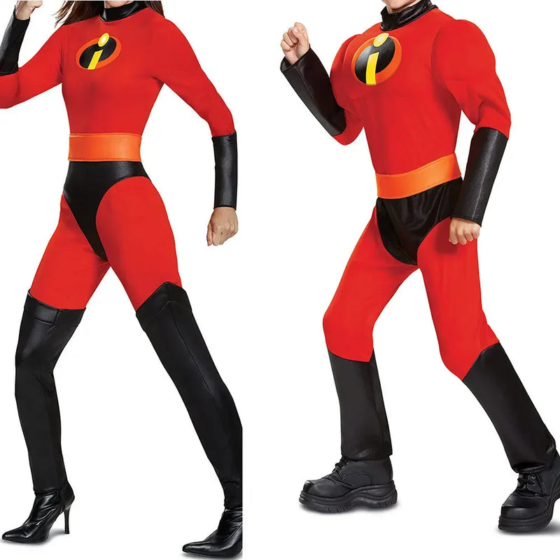 The Incredibles Costume Man Women Kids Incredibles Adult Child Red Jumpsuit Bodysuit Mask Suit Halloween Party Costumes