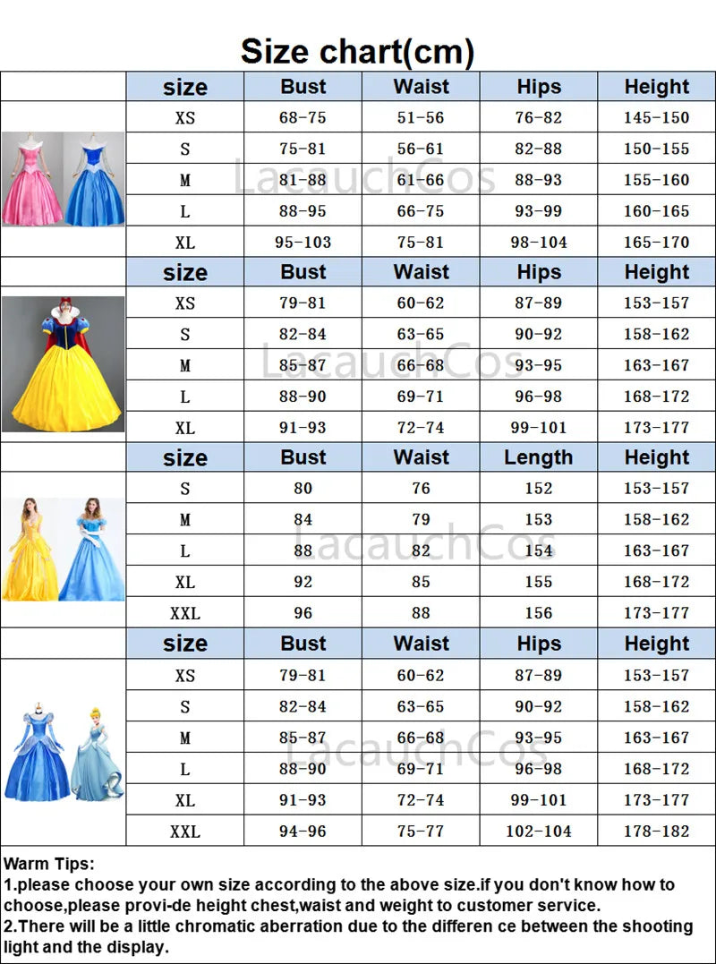 Anime clothing Adult Cosplay Dress Cinderella Costume Snow White Princess Dress Stage clothes Halloween Fancy Dress Ball Gown