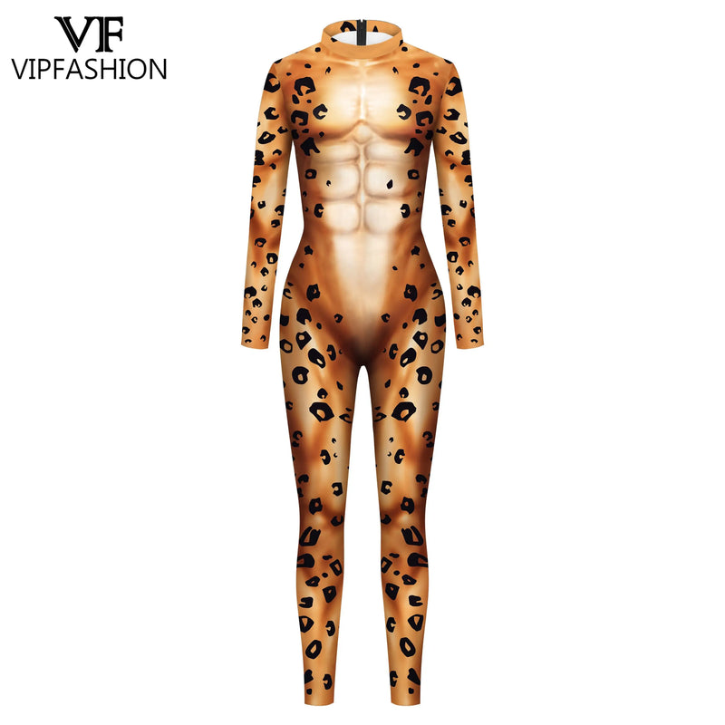 VIP FASHION Animal Snake Tiger Fox Cosplay Costume Female Zentai Suits Halloween Party Jumpsuit Funny Adult Male Bodysuits