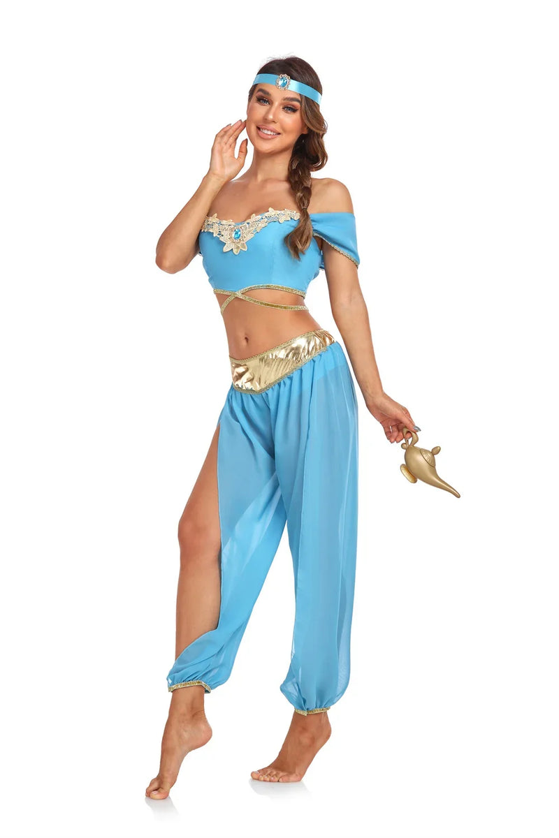 Adult Women Aladin and The Magic Lamp Jasmine Princess Halloween Cosplay Costume