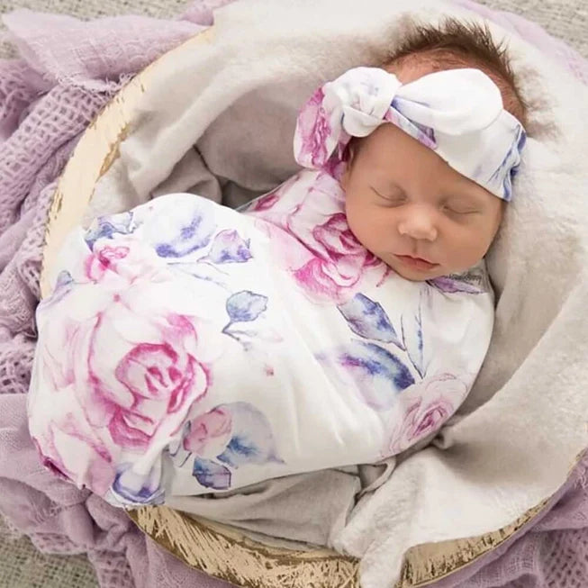 Lilac Skies Snuggle Hunny Swaddle & Top Knot Set