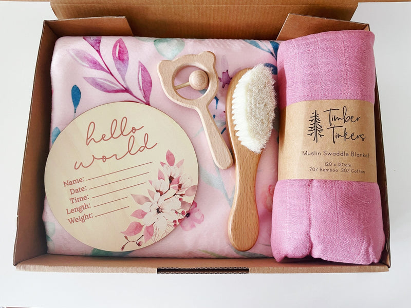 Large Baby Gift Box - Pink Floral