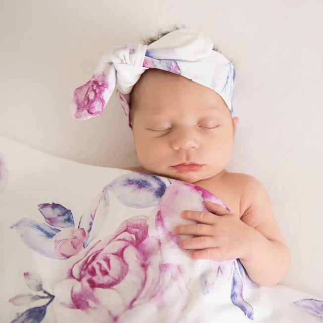 Lilac Skies Snuggle Hunny Swaddle & Top Knot Set