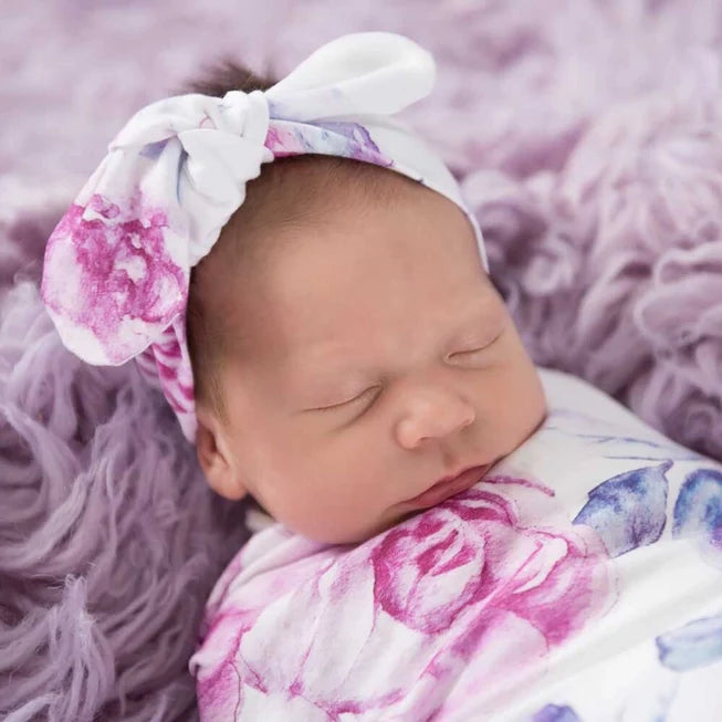 Lilac Skies Snuggle Hunny Swaddle & Top Knot Set