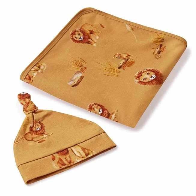 Lion Snuggle Hunny Swaddle & Beanie Set